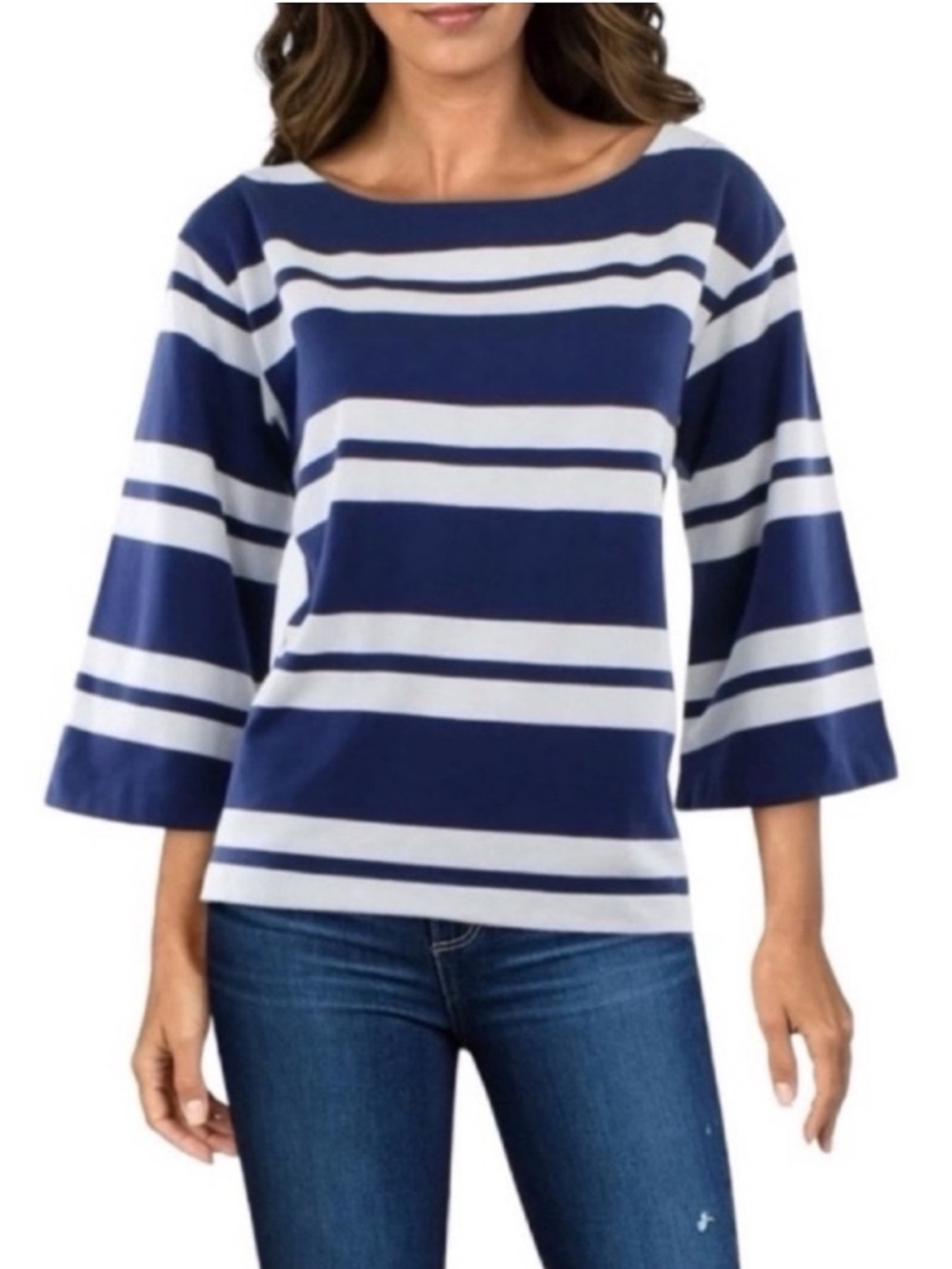 Tommy Bahama Navy and White Stripe French Terrace 3/4 Sleeve Popover Size XS